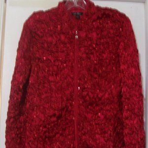 Vintage S. Levine Sparkly Sequined Red Holiday Jacket, Size L